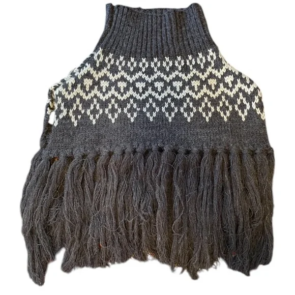Anthropologie Scarf Womens Fringed Turtleneck Collar Boho Southwest Cowgirl Fall - Picture 5 of 13